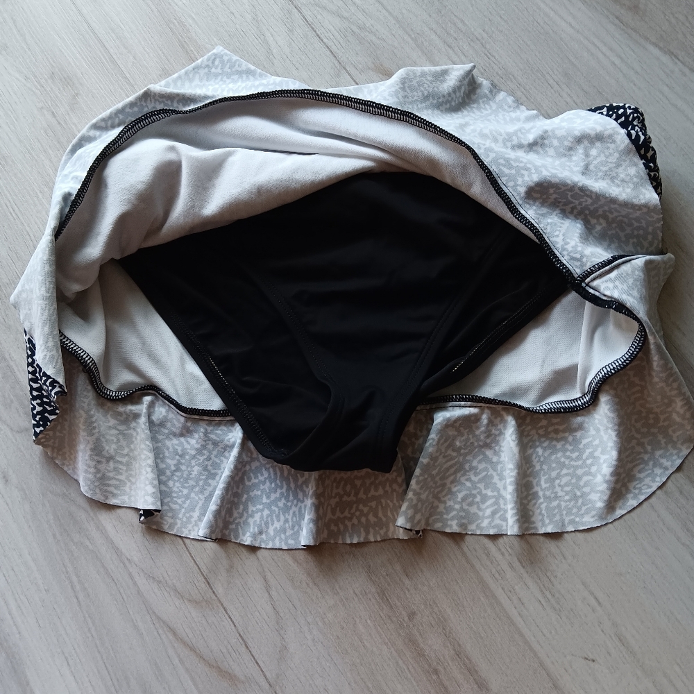 La Blanca Bikini Tie Halter Top Swim Skirt Black White Size 10 - Picture 14 of 16